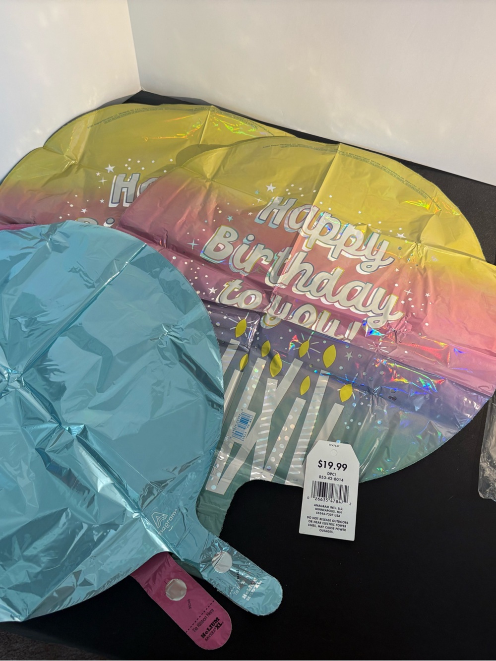 Holographic 'Happy Birthday' Balloon Set - Pastel Rainbow